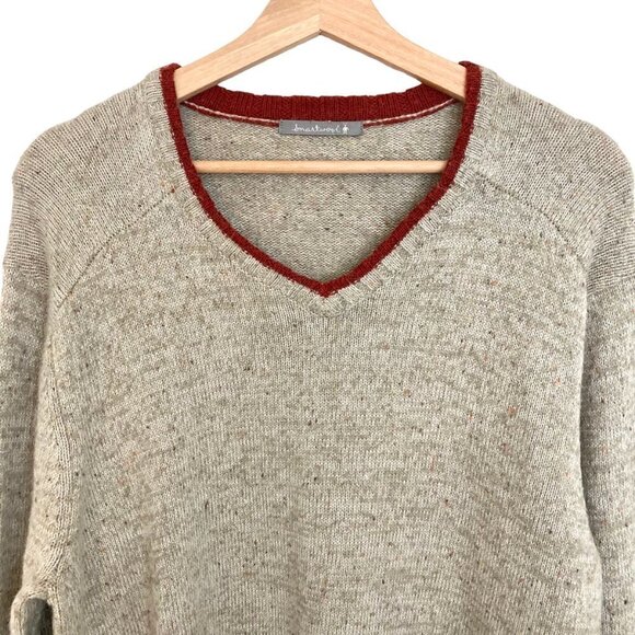 SMARTWOOL The Larimer V-Neck Merino Wool Sweater in Oatmeal Heather - Picture 5 of 9